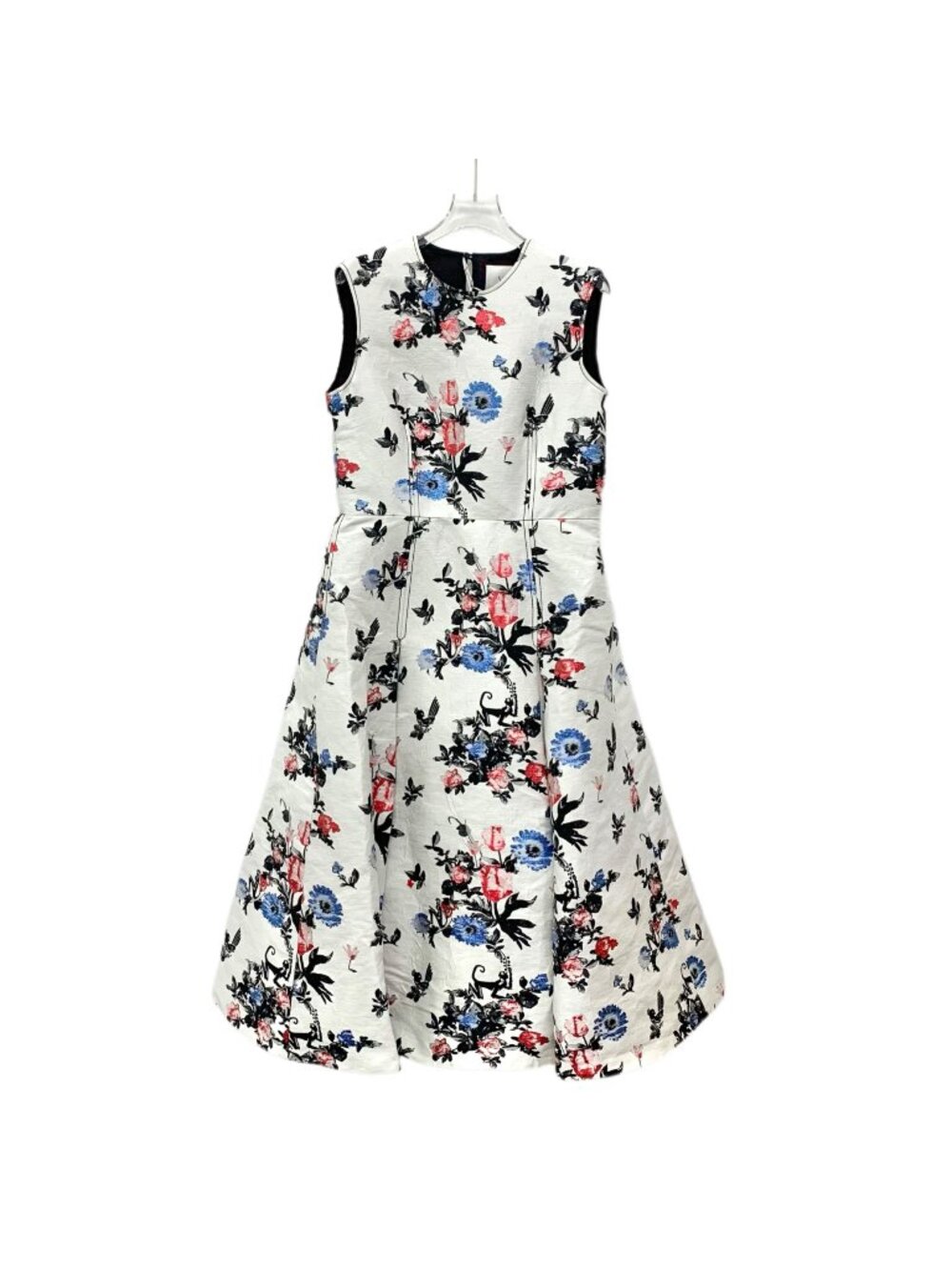 Valentino White Floral Print Linen Sleeveless Dress